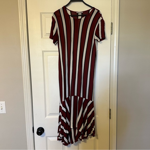 Zara Maroon White Stripe Frill Knitted
Midi Dress - Picture 8 of 8